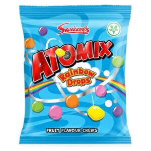 Swizzels UK Atomix Rainbow Drops Chewy Fruit Candy 110g 12ct